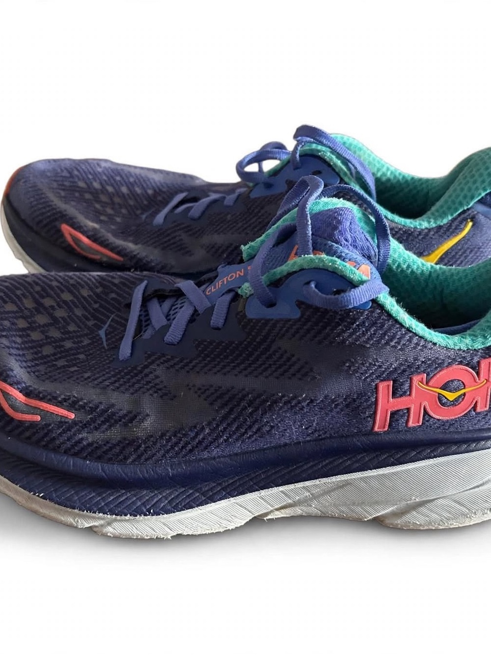Hoka Women's Running Shoes - Navy with Teal and Coral Accents